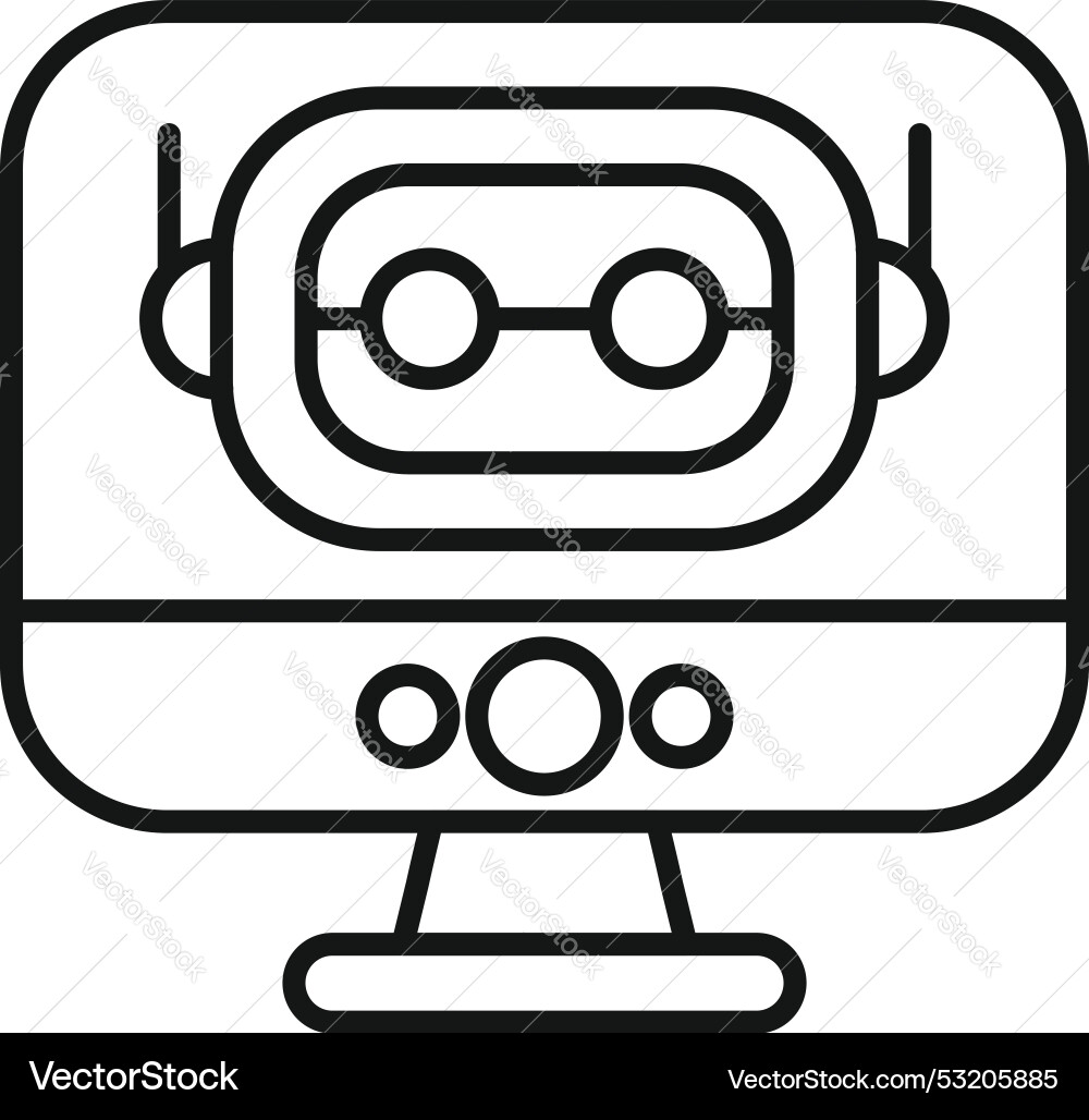 Chatbot appearing on a computer screen icon Chatbot appearing on a computer screen icon vector image