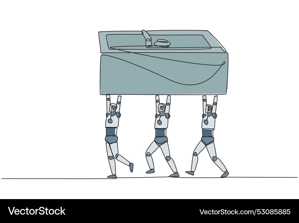Continuous one line drawing a group of robots Continuous one line drawing a group of robots vector image