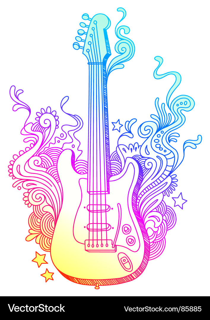 Hand Drawn Guitar Sketch Vector Image