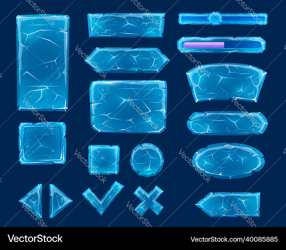 Ice Button Game UI Elements vector image