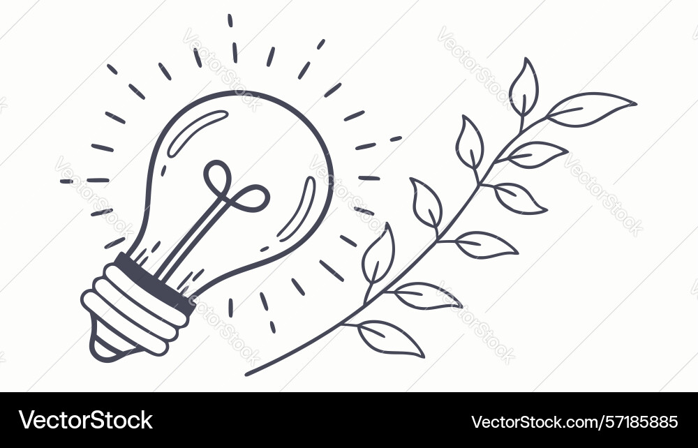 Idea lightbulb with leaves design generative ai vector image