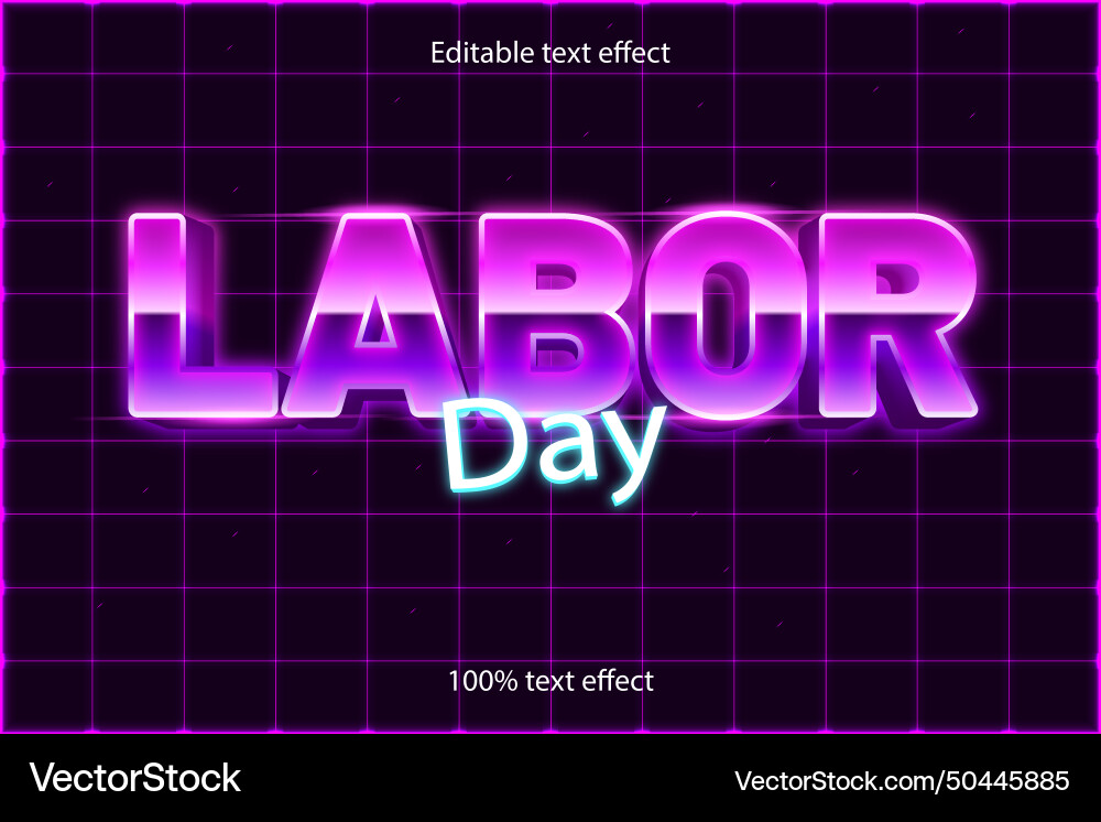 Labor day editable text effect retro style Labor day editable text effect retro style vector image