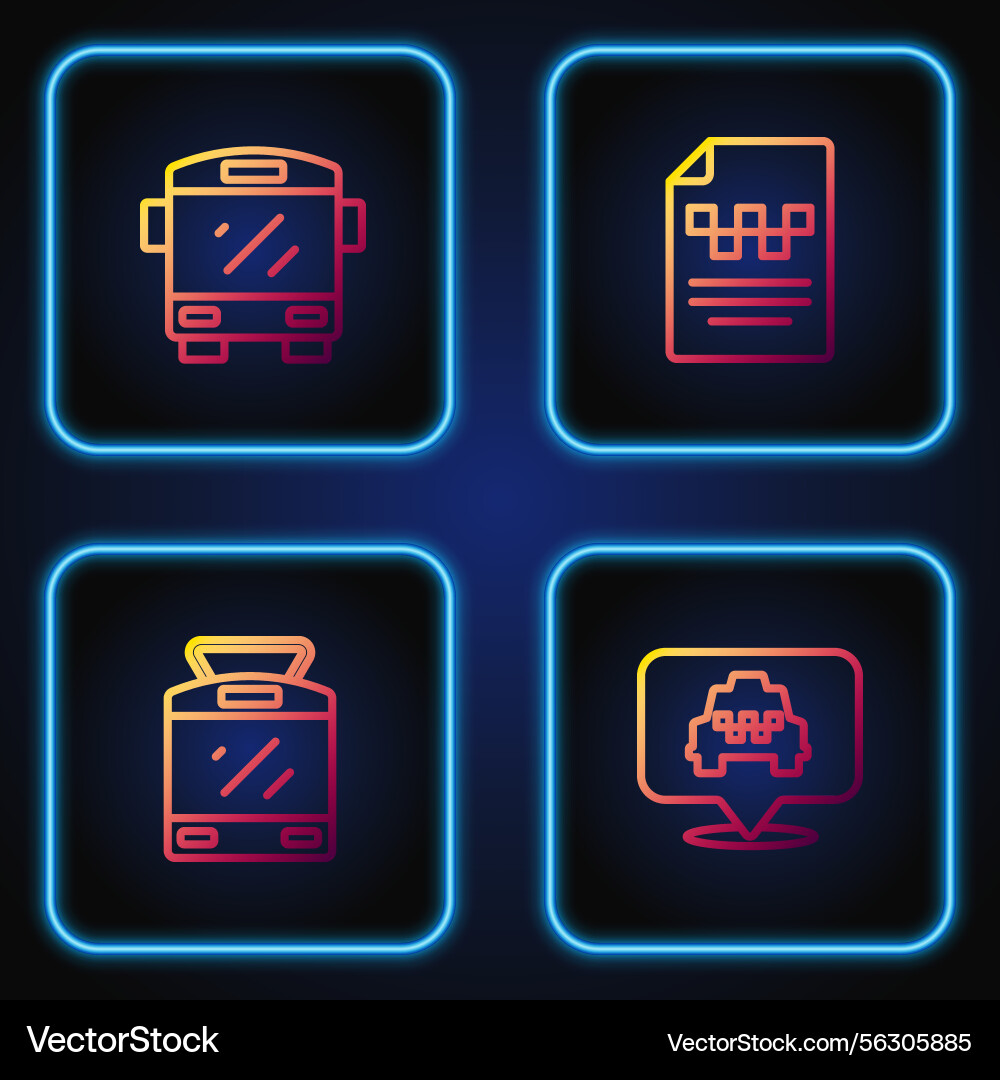 Set line location with taxi tram and railway bus Set line location with taxi tram and railway bus vector image