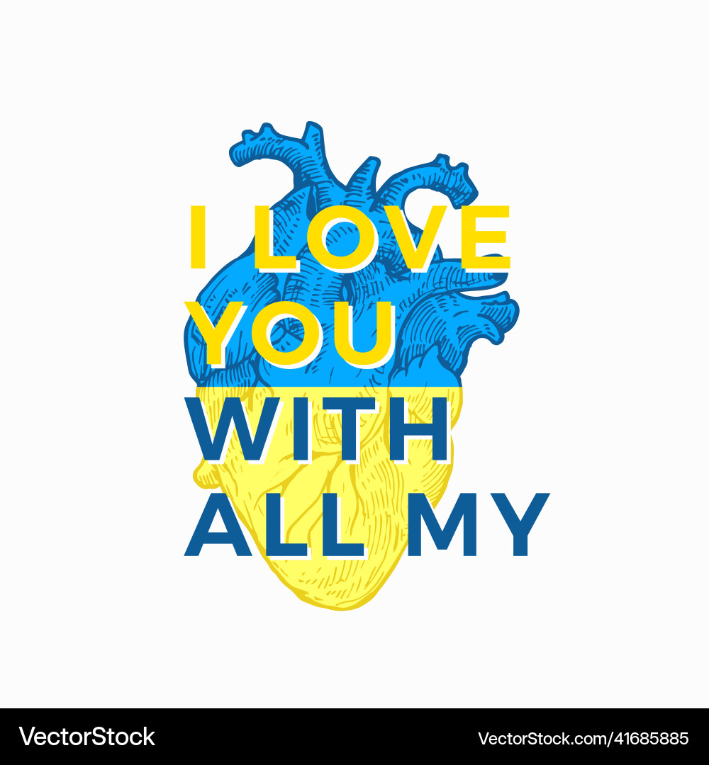 Ukraine heart love ukrainian flag Ukraine heart love ukrainian flag vector image
