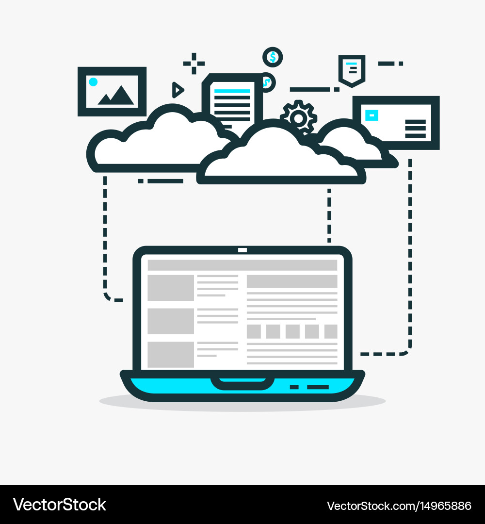 Cloud Computing Line Art Vector Image