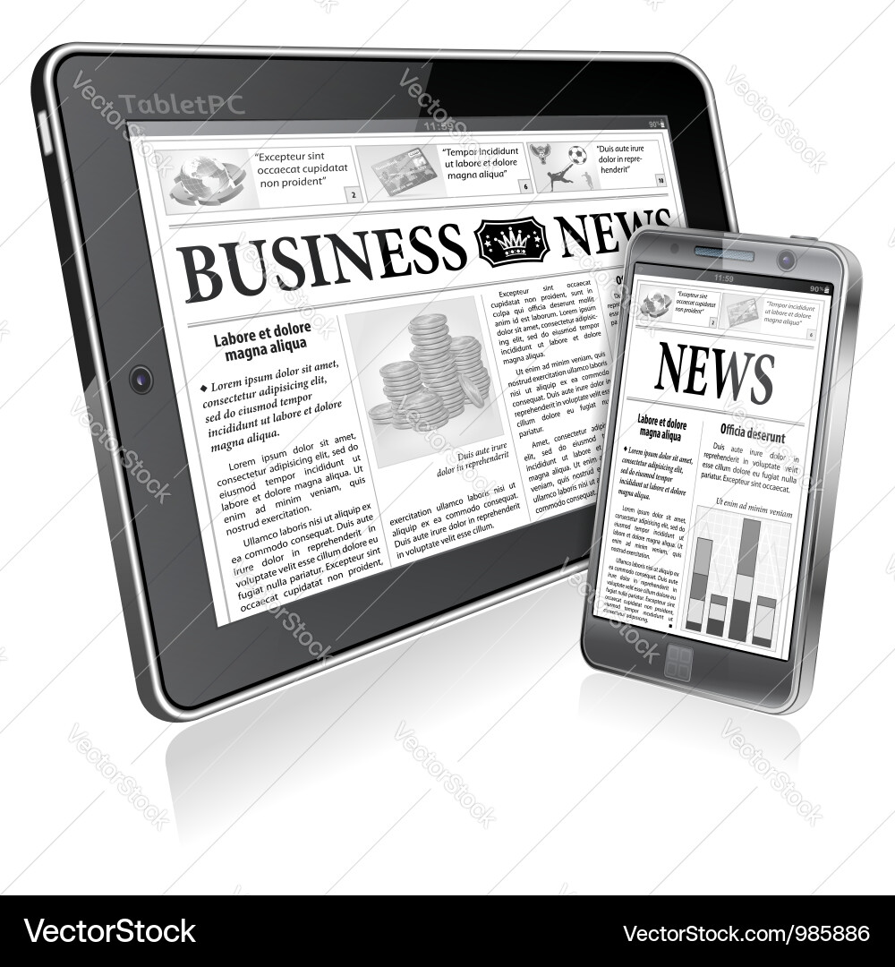 Digital News Tablets & Smartphones Vector Image