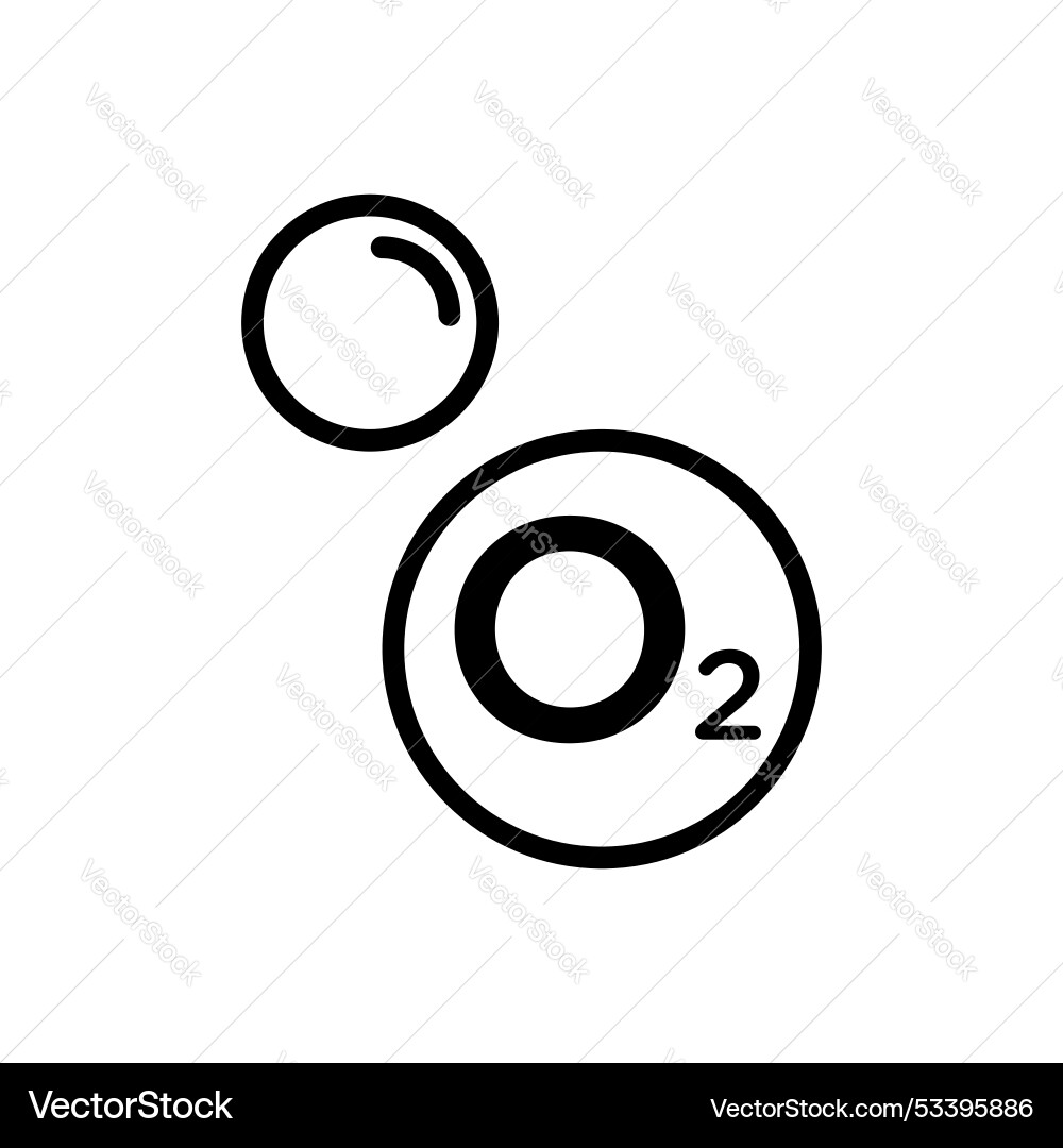 Oxygen o2 line icon isolated on white background Oxygen o2 line icon isolated on white background vector image