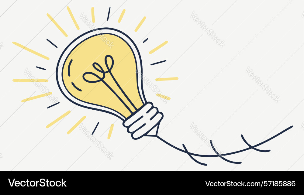 Radiant lightbulb idea outline design generative vector image