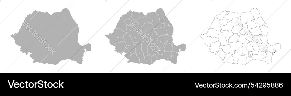 Set of romania maps with main map and regional Vector Image
