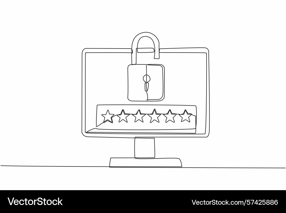 Single continuous line drawing monitor with open Single continuous line drawing monitor with open vector image