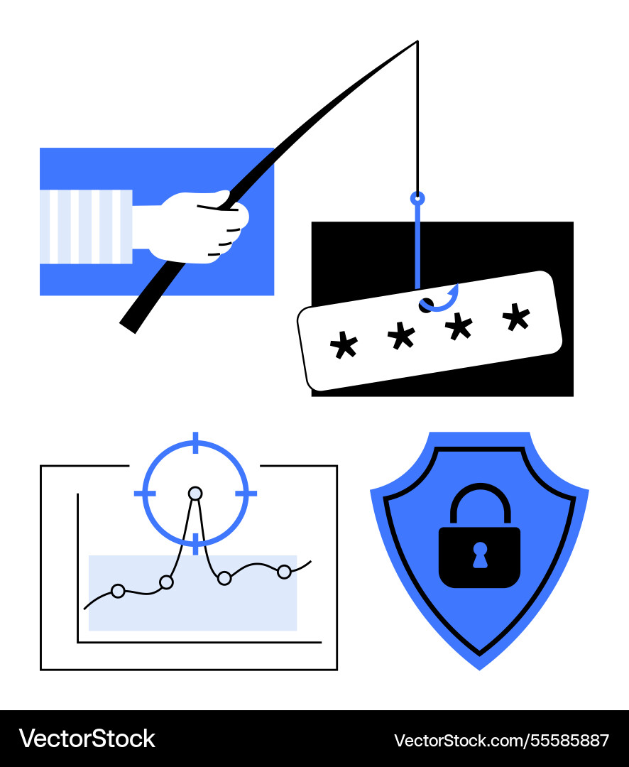 Cybersecurity concepts with phishing attack data Cybersecurity concepts with phishing attack data vector image
