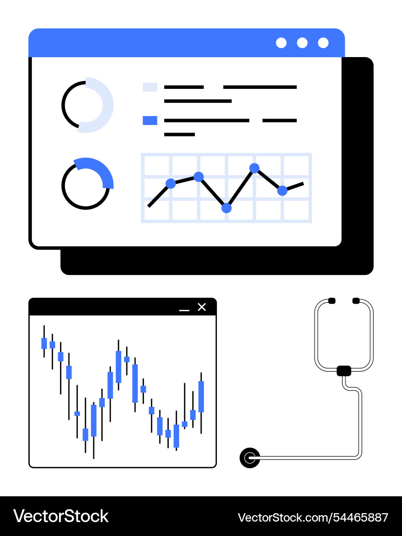 Data analysis interface with medical monitoring Data analysis interface with medical monitoring vector image