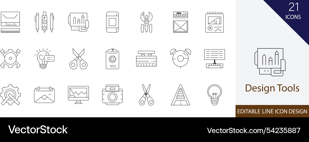 Design tools thin line icon set Vector Image
