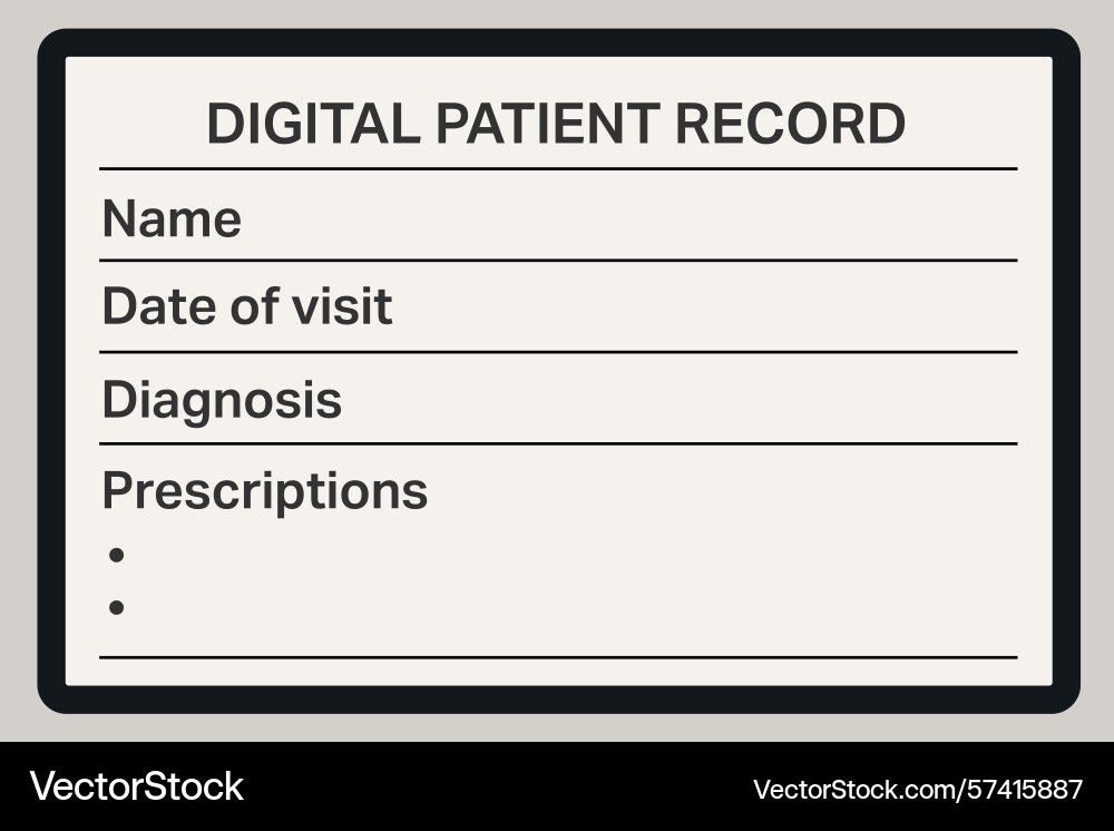 Digital patient record form with blank fields vector image