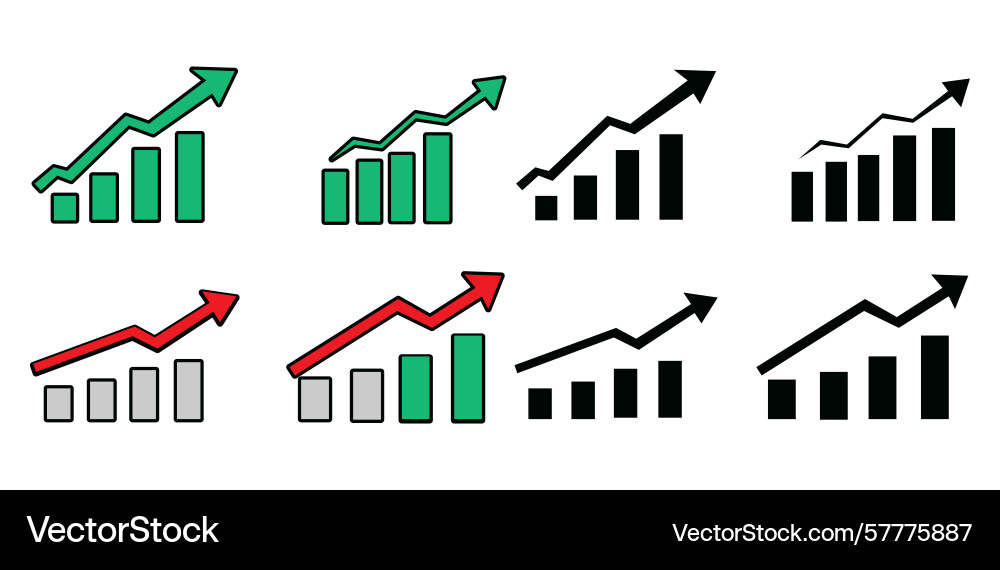 Graph going up and down sign with green red Vector Image