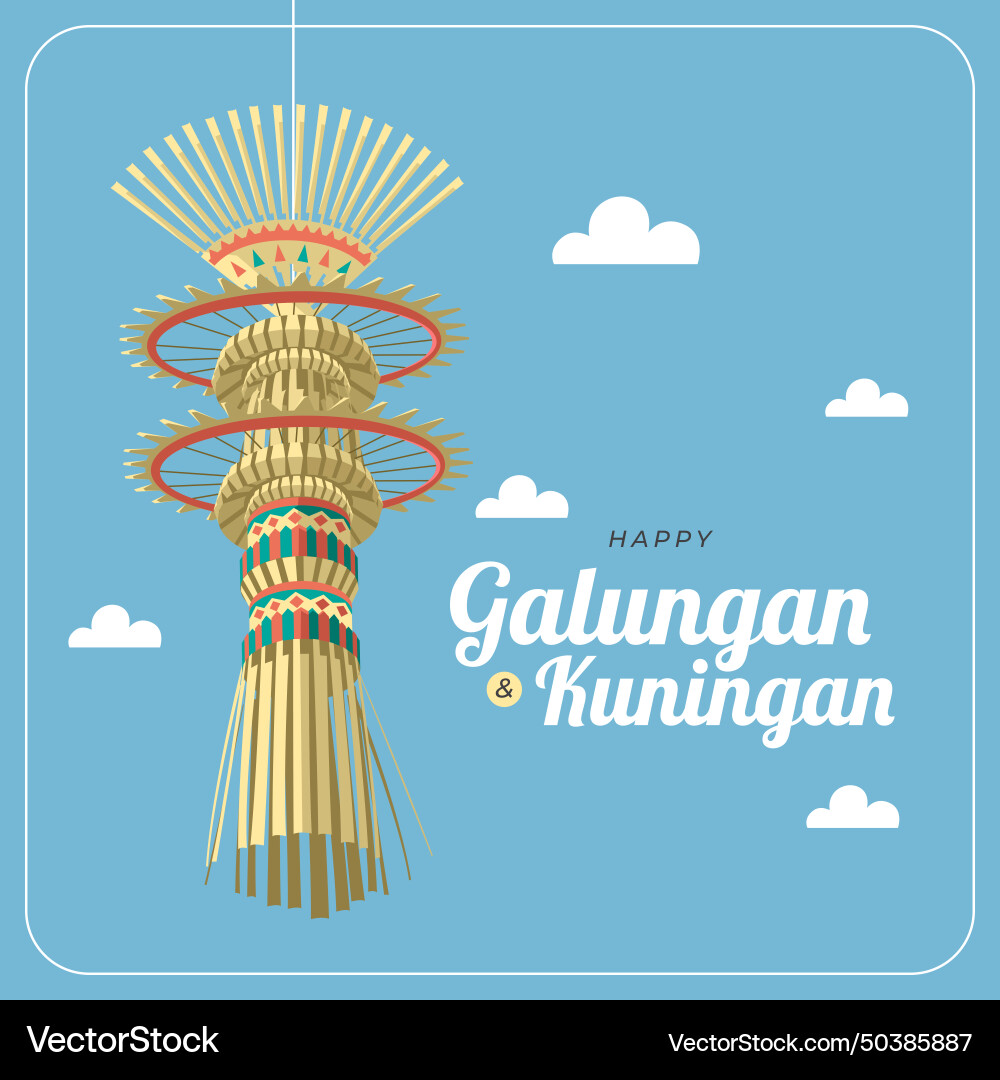 Happy galungan und kuningan Grußkarte Happy galungan und kuningan Grußkarte vektorbild