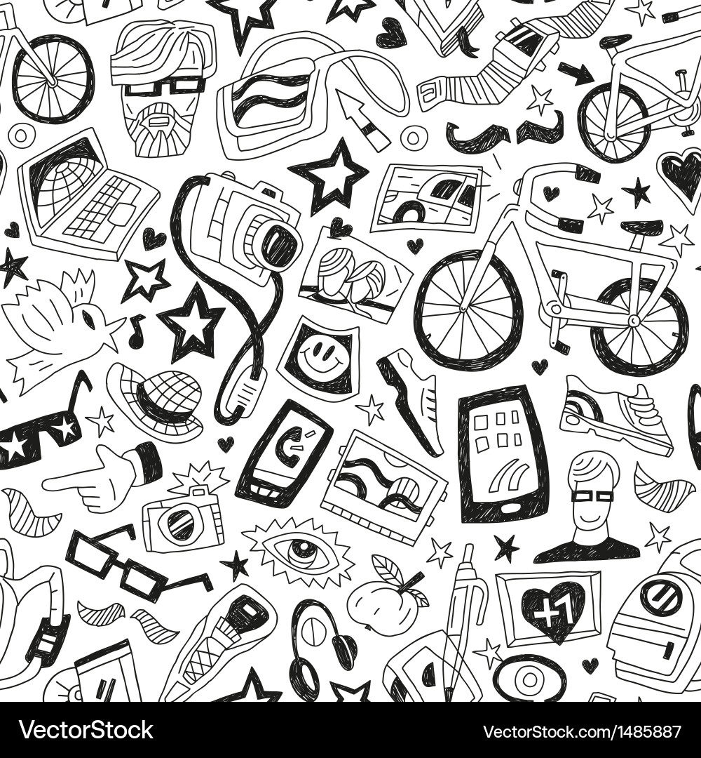Hipster Pattern - Icons vector image