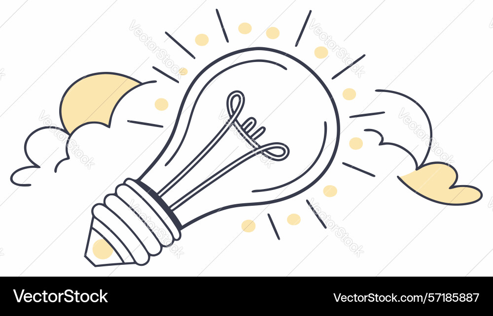 Lightbulb idea with clouds art design generative Vector Image
