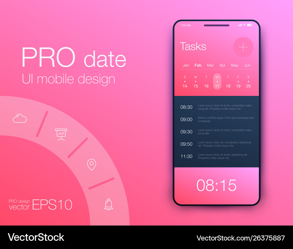 Mobile application interface ui design stock Mobile application interface ui design stock vector image