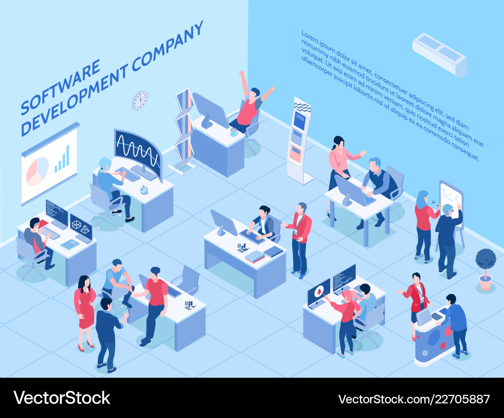 Programmers isometric horizontal Programmers isometric horizontal vector image