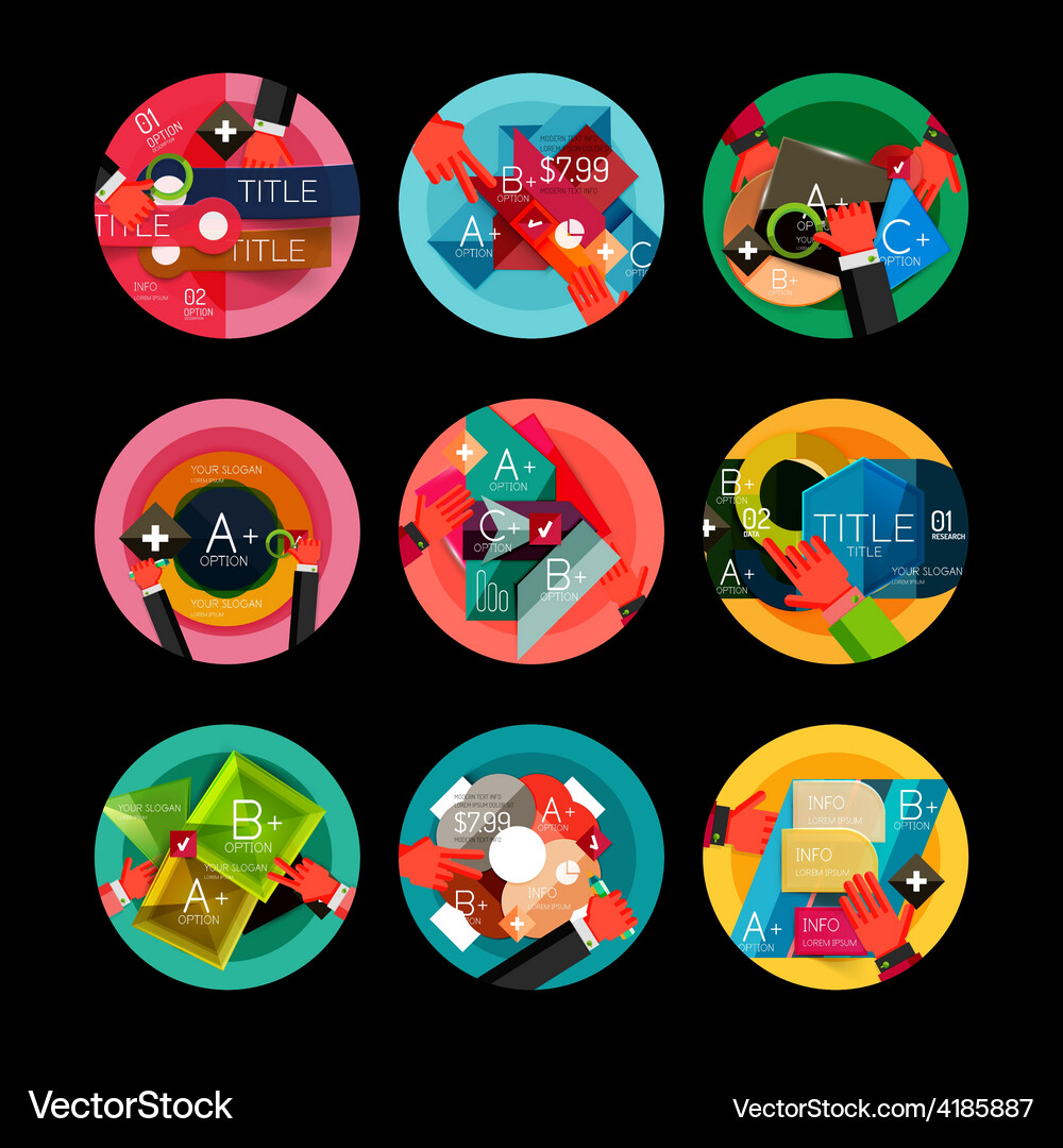 Set of option presentation labels flat design web Vector Image
