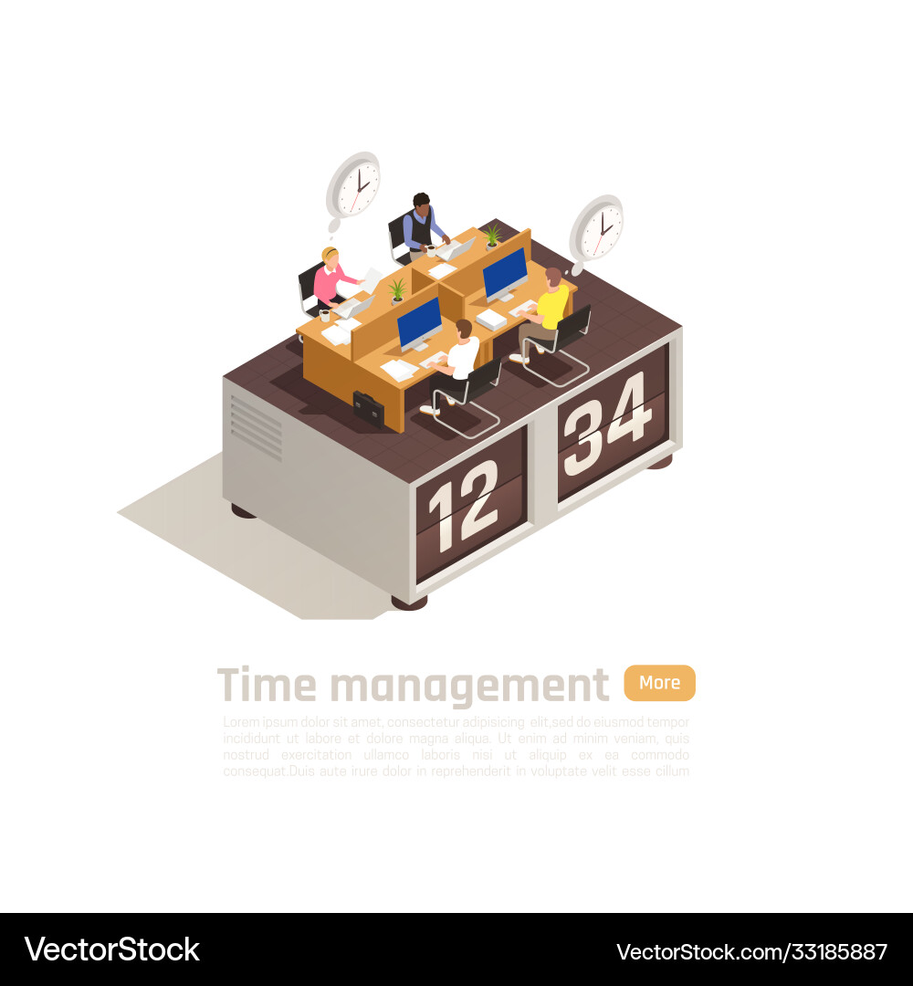 Time management web page design Vector Image
