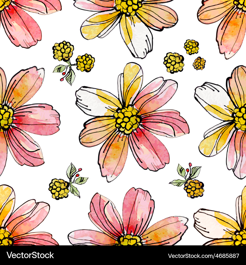 Watercolor Floral Seamless Texture vector image