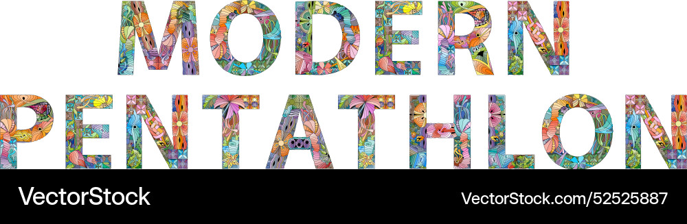 Words modern pentathlon decorative entangle Words modern pentathlon decorative entangle vector image
