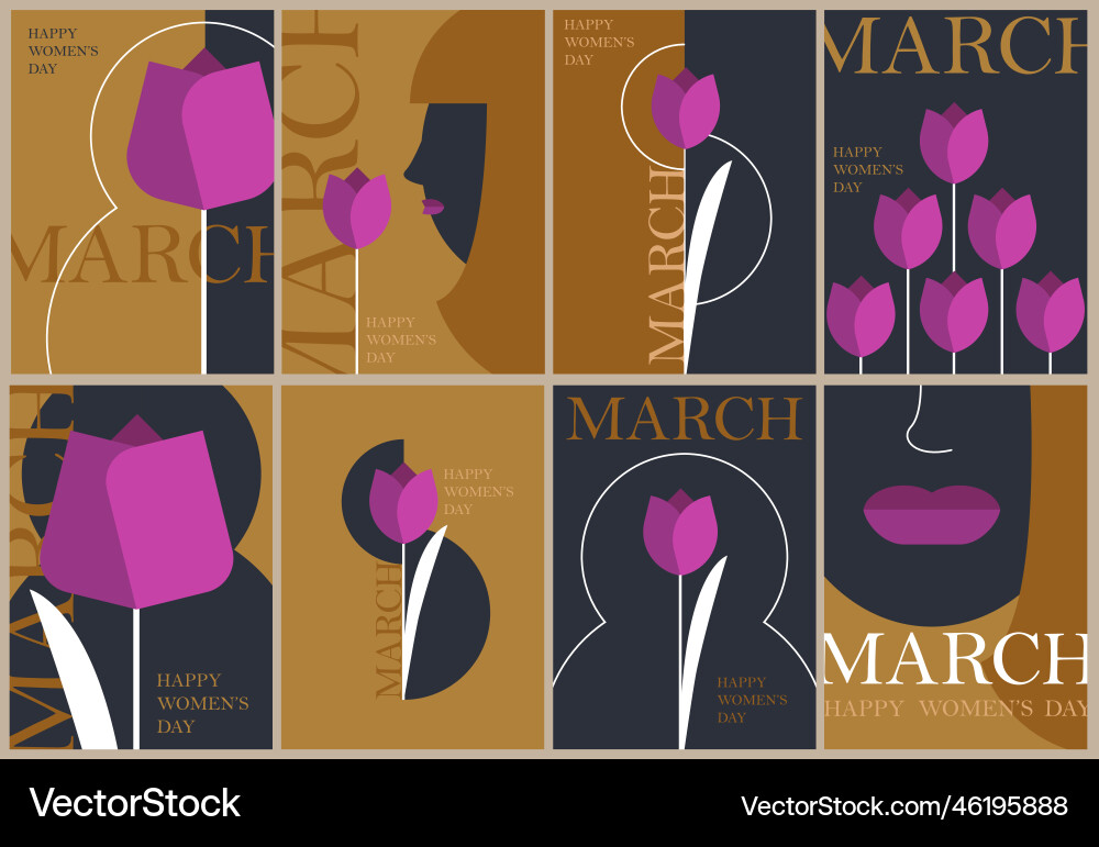 8 march poster setzen Frauen Tag Urlaub Gruß 8 march poster setzen Frauen Tag Urlaub Gruß vektorbild