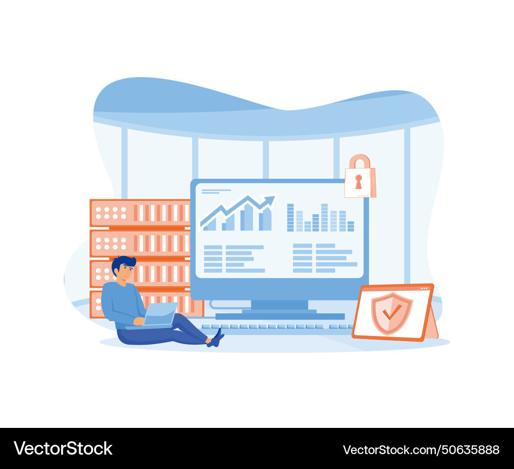 Hacker attack and web security flat modern vector image