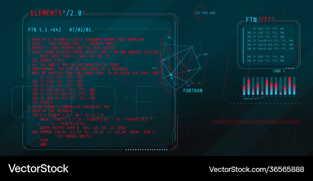 Hud interface elements with part code Hud interface elements with part code vector image