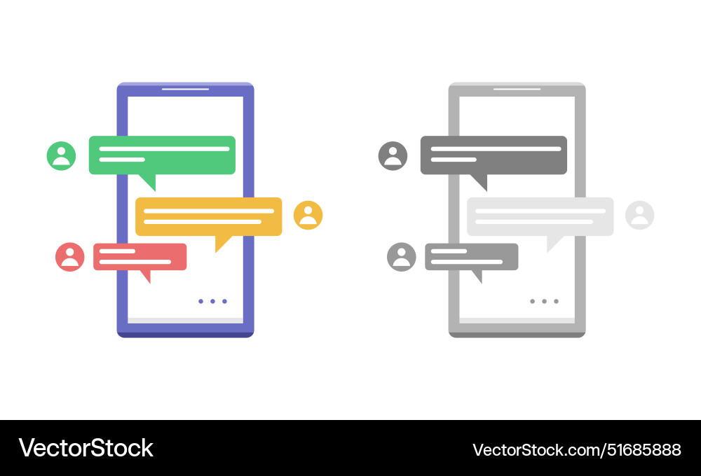 Message text chat app icon on mobile cell phone Message text chat app icon on mobile cell phone vector image