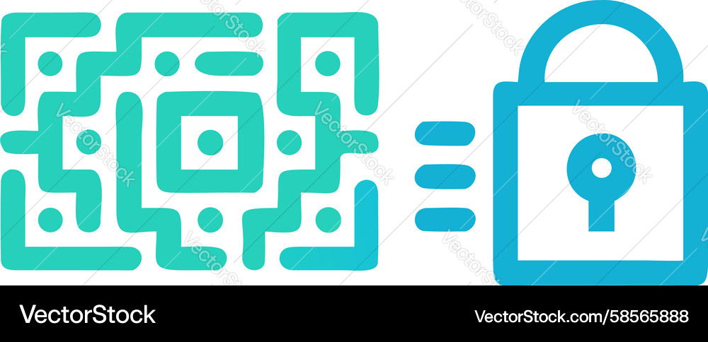 Secure qr code with padlock icon design Vector Image
