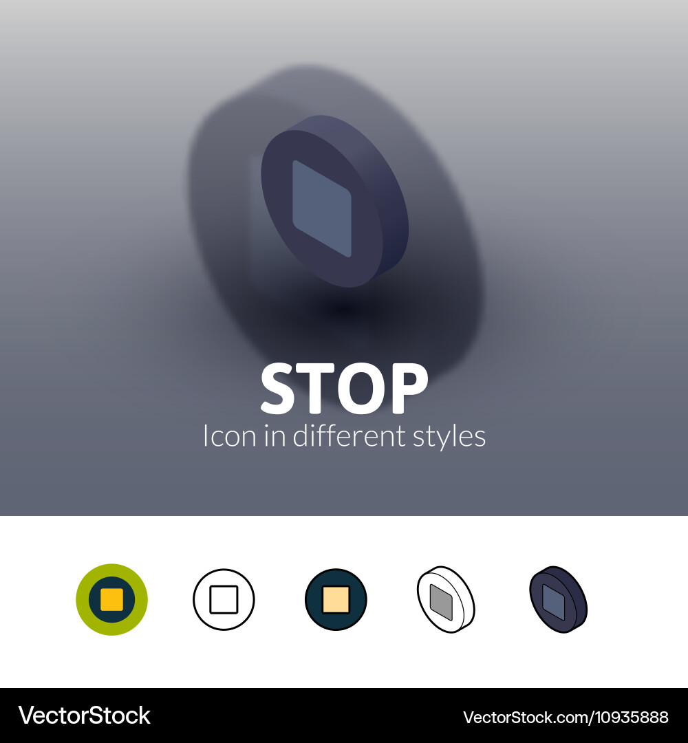 Stop icon in different style vector image