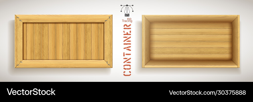 Wooden simple rectangular container Wooden simple rectangular container vector image