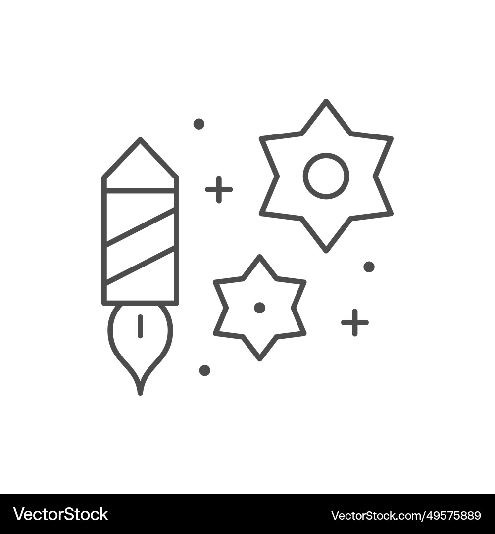 Firework launch line outline icon Firework launch line outline icon vector image