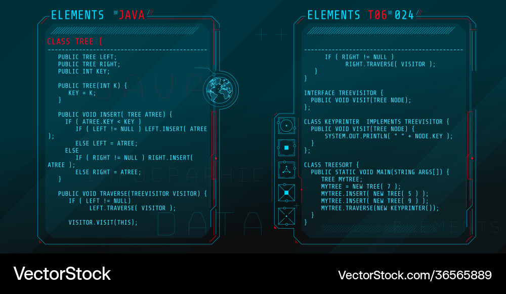 HUD Interface Elemente - Java Code Vektorbild
