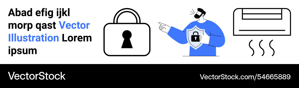 Secure work environment concept with lock Vector Image