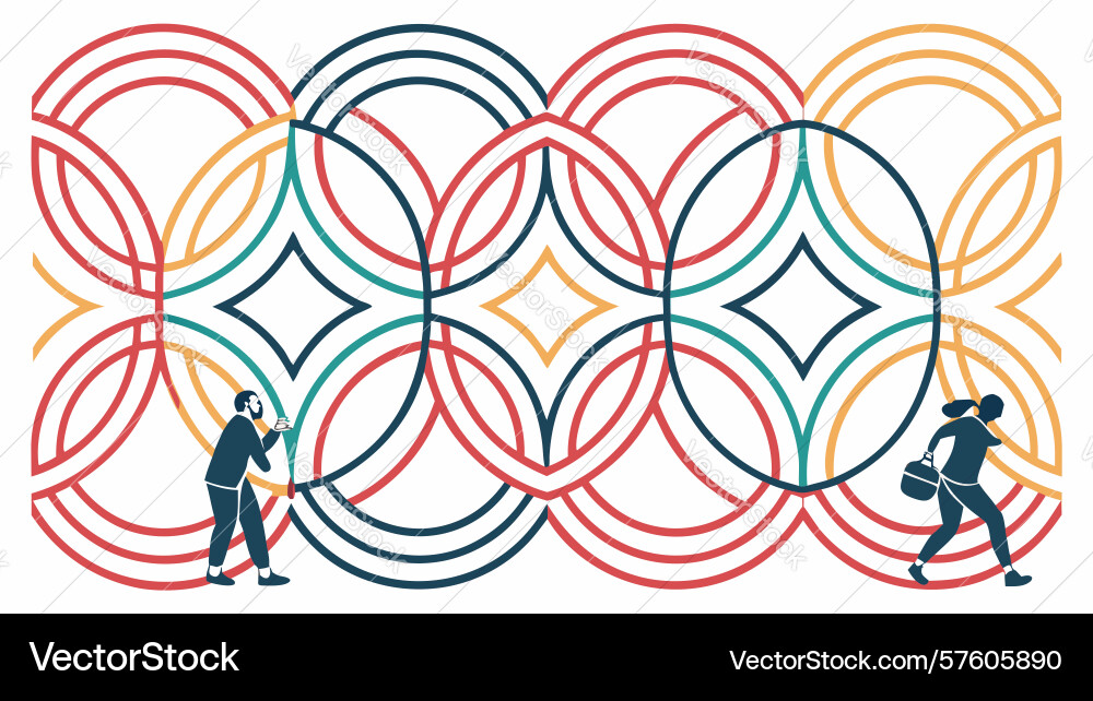 Abstract dynamic runner in circular geometric vector image