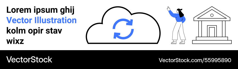 Cloud synchronization concept with user Vector Image