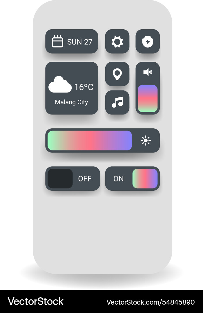 Control center user interface template vector image