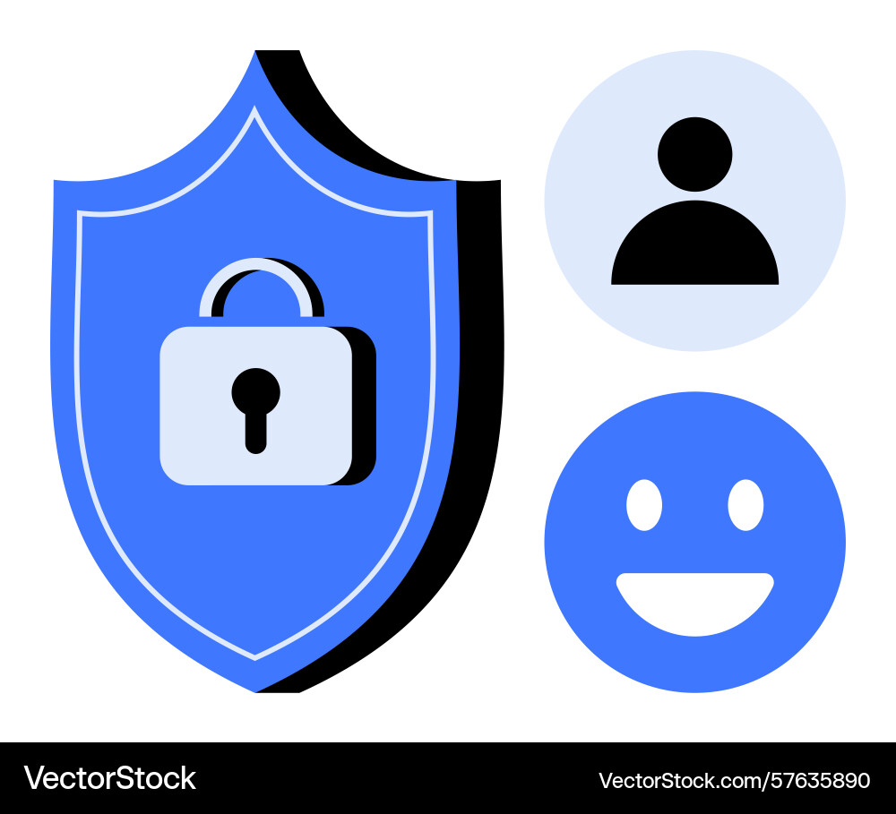 Data security represented by lock shield user Vector Image