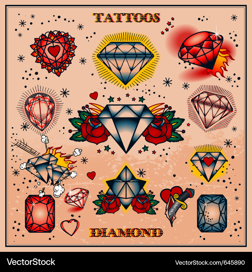 Diamond Tattoos Collection vector image