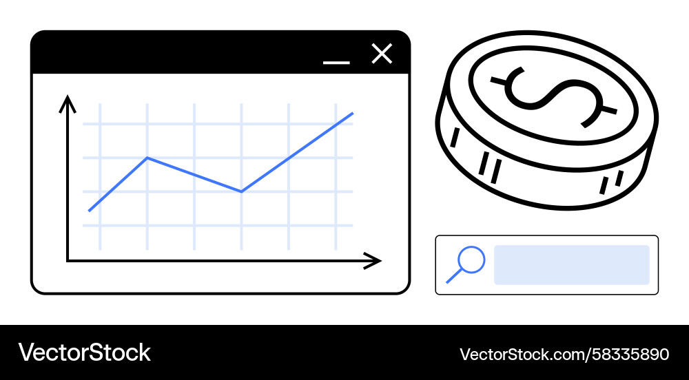 Growth Analysis with Data & Search Vector Image
