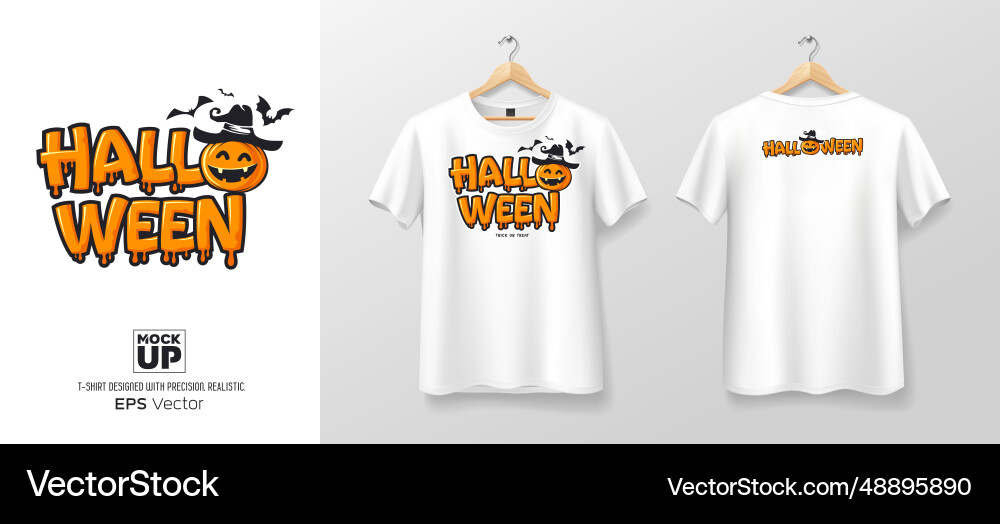 Halloween T-Shirt Mockup - Orange Text Vektorbild