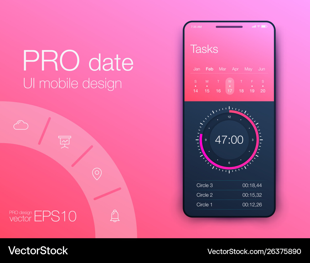 Mobile application interface ui design stock vector image