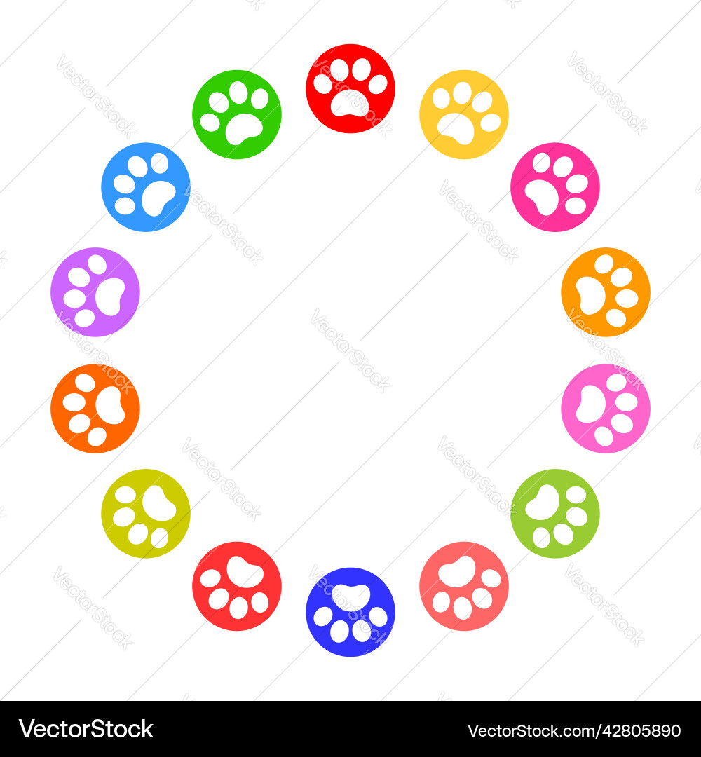 Paws pets with ladybug on green seamless pattern Vector Image