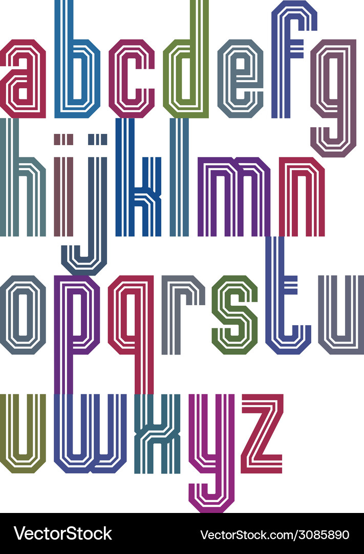 Retro stripe geometric font style typeface Vector Image