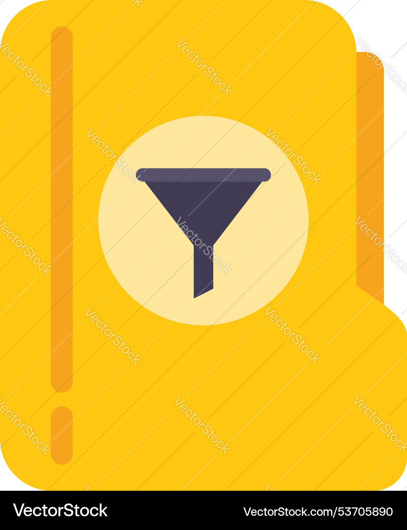 Yellow data folder presenting filtering function Yellow data folder presenting filtering function vector image