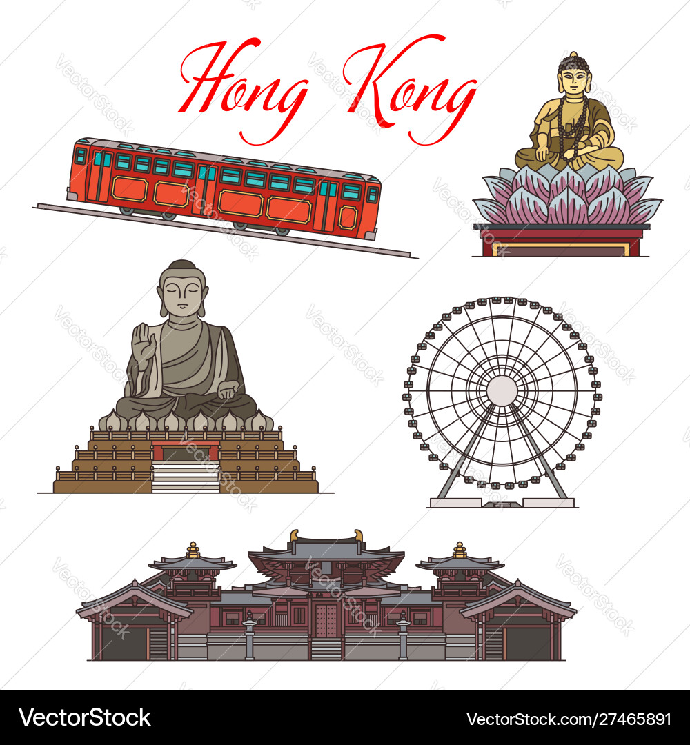 Asian travel landmarks hong kong architecture Asian travel landmarks hong kong architecture vector image